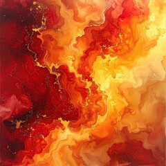 Abstract painting of fiery, flowing colors