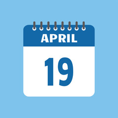 april 19 calendar icon Vector page month design