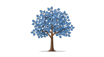 Thriving solar panel tree symbolizes abundant renewable energy and sustainable growth capturing the future of green power, Generative AI.