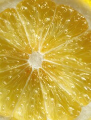 Lemon Slice Macro – Translucent Yellow Pulp with Glowing Rind