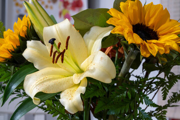 Macro photo of a bouquet of flowers