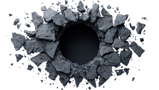 Shattered stone circle, dark hole