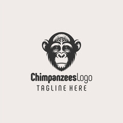 Simple Black White Chimpanzee Sketch