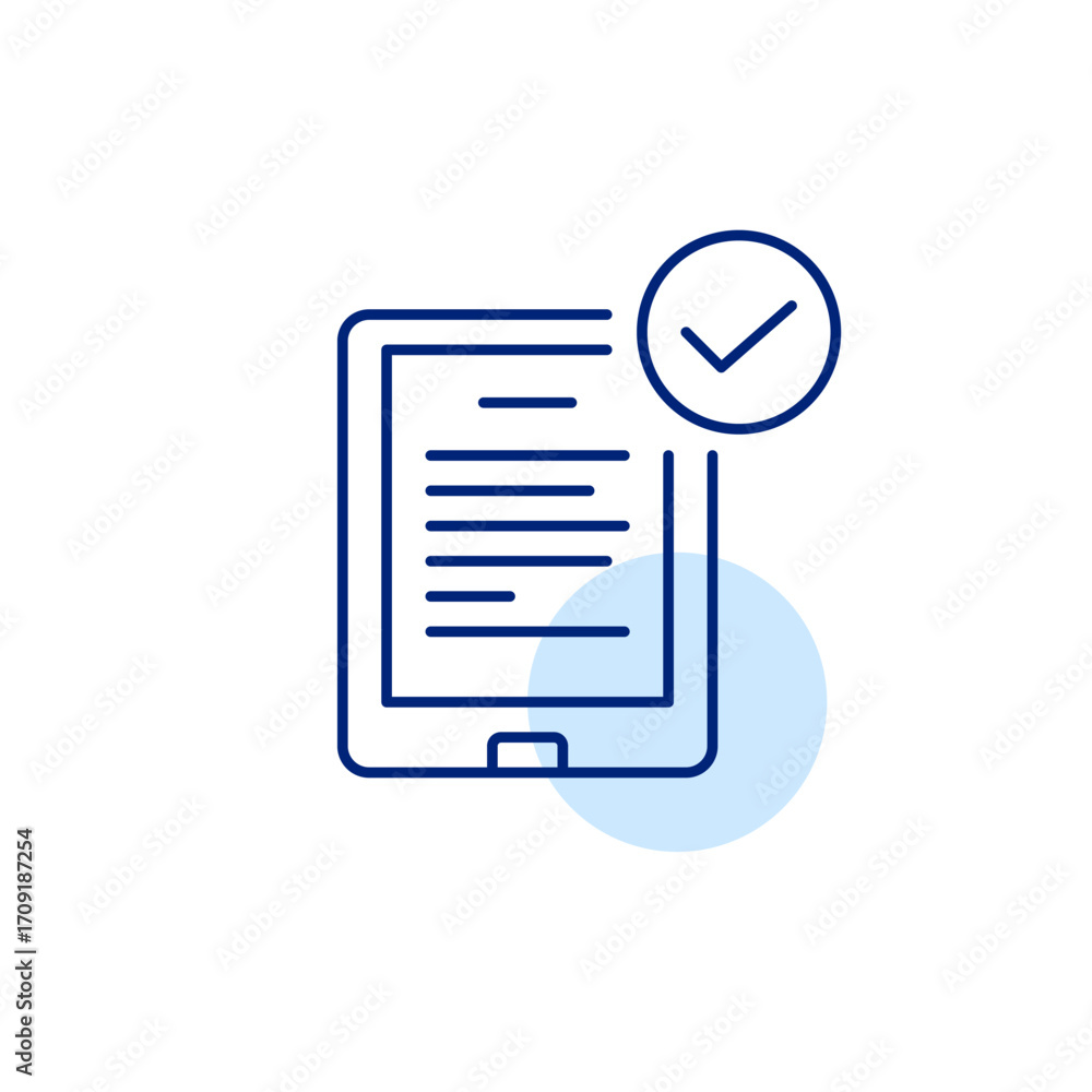 Poster document verified, approved file. pixel perfect, editable stroke vector icon