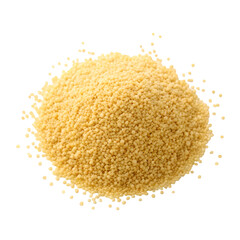 Heap of yellow couscous grains against a black background pasta semolina