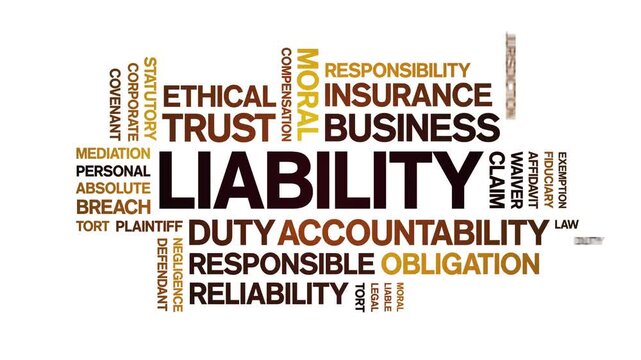Liability animated word cloud-text design animation tag kinetic typography seamless loop.