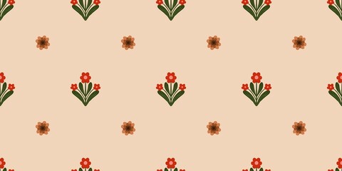 Autum Winter Pattern Background Illustration For Cover, Banner, Notes. Fall Winter Aesthetic Background.  Plant And Flower Pattern Background.