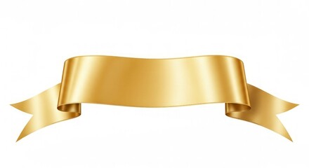 Golden Ribbon Banner with Elegant Folds and Pointed Ends.