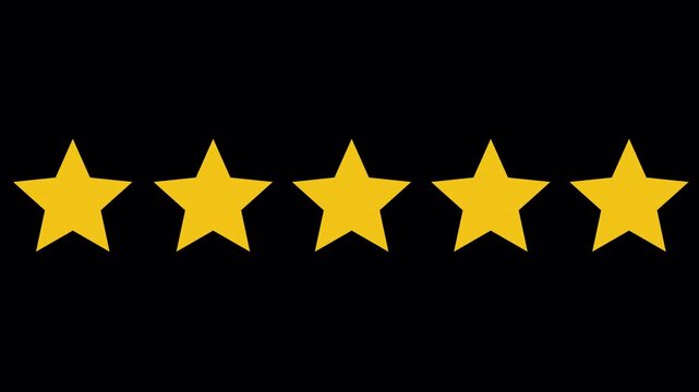 Rating star animation, five Gold stars rating 4K video