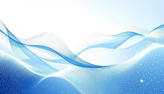 Abstract blue waves on white background