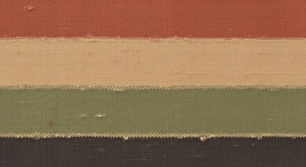 Fototapeta premium Textured striped fabric in earthy tones, natural weave