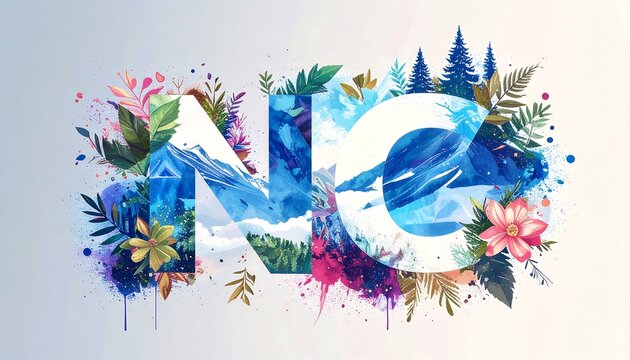 Abstract graphic of NC with nature elements