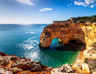 Algarve Coastline Arch Rock View