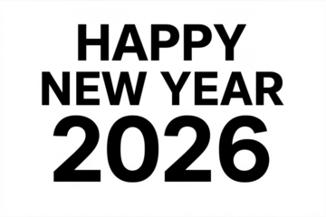 Happy new year 2026 greeting on transparent background