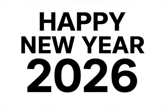 Happy new year 2026 greeting on transparent background - Powered by Adobe