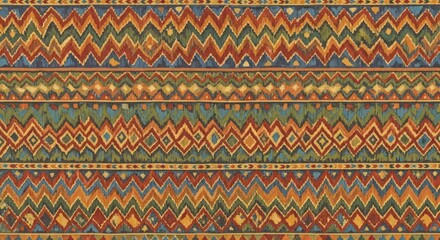 Vibrant ethnic zigzag and diamond pattern textile