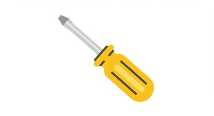 Fototapeta premium Cartoon Style Flat Screwdriver Isolated on White Background