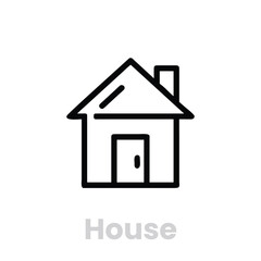 House icon isolated on white background editable vector stroke a symbol of home, real estate, or a simple dwelling, depicted in a minimalist line art style