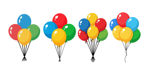 Festive balloons in vibrant colors isolated white