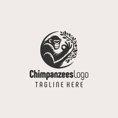 Stylish Chimpanzee Logo Branding Symbol