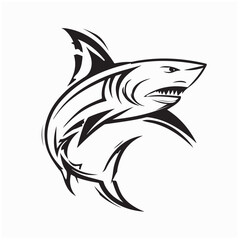 Shark Emblem Minimalist Vector Logo on white background