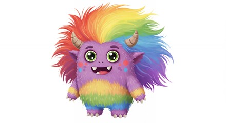 Naklejka premium Cute rainbow monster plush toy