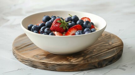 Bowl of oatmeal topped with fresh berries