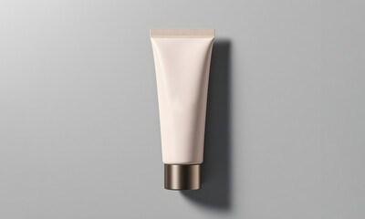 Elegant Peach BB Cream Tube Mockup with Golden Cap, Realistic Cosmetic Packaging Design for Premium Skincare and Makeup Branding