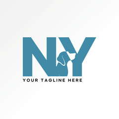 Logo design graphic concept creative premium vector stock image top sell initial NY font with dog side negative space pet puppy typography brand shop