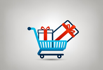 shopping cart with a gift box icon