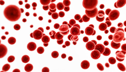many red blood cells flowing with some in focus