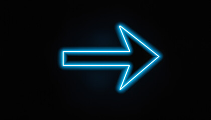 neon glowing arrow sign on black background