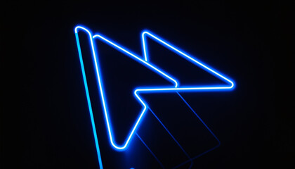 a blue neon outline of a fast forward button