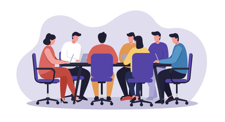 Diverse team of professionals collaborating around a boardroom table, engaging in a business meeting. Concept of teamwork, strategy, and corporate success.