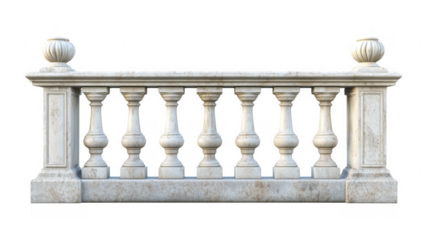 Elegant architectural stone balustrade featuring classic design elements and decorative details transparent
