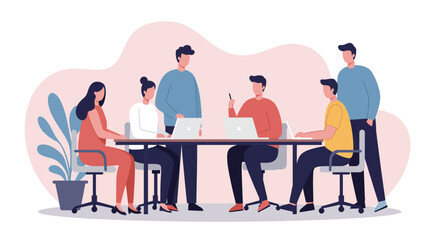 Diverse team collaborating in a modern office, engaged in a business meeting or startup project. Ideal for teamwork, innovation, and professional development.