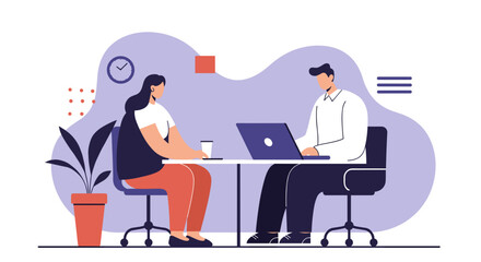 Two dedicated professionals engage in a focused business meeting, exchanging ideas and planning future projects within a contemporary office setting.