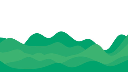 Stylized green rolling hills illustration with a clean white sky, ideal for nature-themed backgrounds, eco-friendly designs, or peaceful landscape concepts.