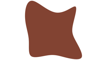 Abstract brown irregular organic shape with soft curves on a clean white background. Minimalistic graphic element for design projects.