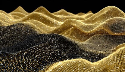 Golden and black shimmering textured waves