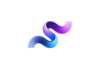 Abstract, vibrant, swirling, double-S logo.  Purple, blue gradients form dynamic curves