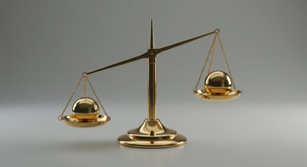 Minimalist balance scale with metallic spheres, representing fairness
