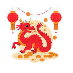 chinese dragon on white background
