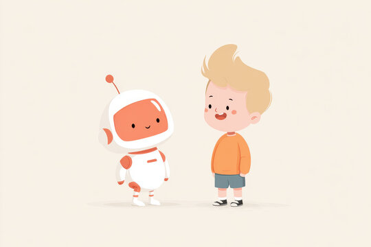 cheerful robot vacuum engages in playful banter with curious child sharing quirky cleaning tips