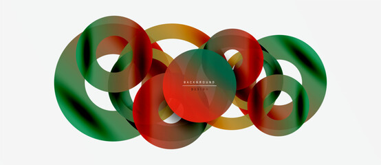 Abstract design features overlapping colorful circles. Gradient shades create dynamic visual effect. Modern background element.