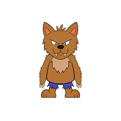 Brown werewolf with blue ripped shorts clip art