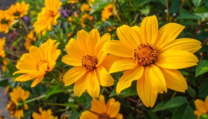 Fototapeta premium Close-up of bright yellow flowers