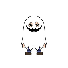 Ghost costume with a big scary smile clip art