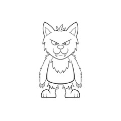 Halloween werewolf clip art hand drawn black and white