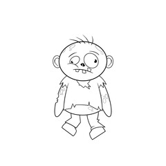 Walking dead zombie with ripped clothes clip art hand drawn black and white 